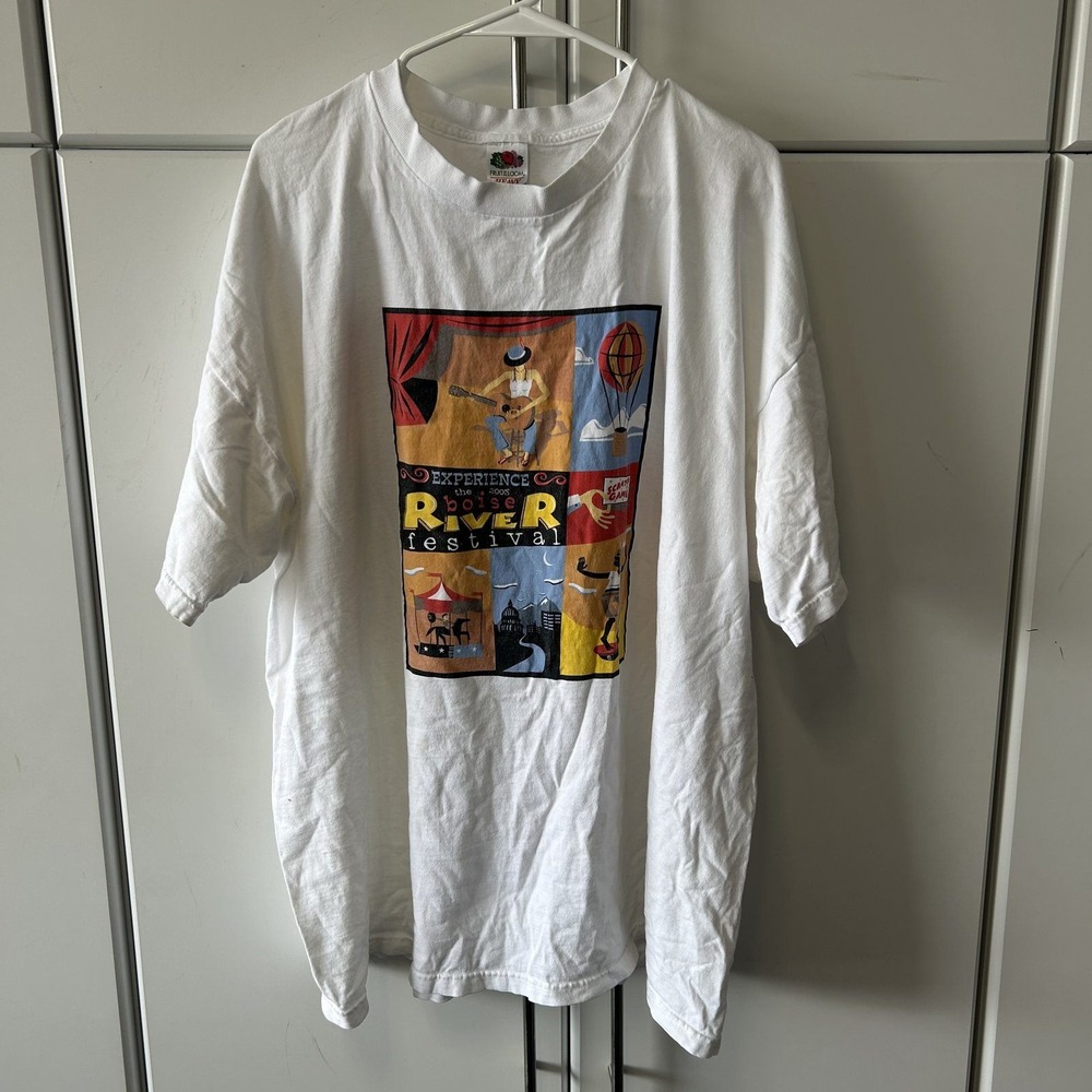 Fruit of the Loom Boise River Festival 2005 Graphic T-Shirt White 3XL Cotton